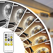 cheap COB Strip Lights-COB LED Strip Light White CCT 608LED/M Ultra Bright 10-33 ft Dimmable 2700K-6500K 24V LED Strip with RF Controller and Power Supply Suitable for DIY Lighting of Cabinets Bedrooms Kitchens Mirrors