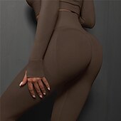 economico Leggings e collant da yoga-Per donna Pantaloni da yoga Leggings da yoga Vita Alta Yoga Allenamento in Palestra Pilates Collant Grigio scuro Nero Borgogna Spandex Gli sport Abbigliamento sportivo Elasticizzato Taglia piccola