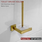 お買い得  バスルームオーガナイザー-バスルームハードウェアアクセサリー ステンレススチール 壁取り付け式 ブラッシュニッケル タオルバー ハンドタオルホルダー トイレットペーパーホルダー ローブタオルフック コートフック タオルバー (ゴールド)