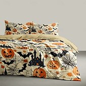 halpa Pussilakanasetit-halloween beige pussilakanasetti - ihastuttava kurpitsaprintti makuuhuoneesi sisustamiseen - sisältää pussilakanan ja tyynyliinat - pehmeä ja mukava kangas - täydellinen lisäämään juhlaa tilaan