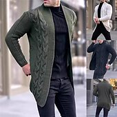economico Maglioni Cardigan da uomo-Per uomo Cardigan Maglione Maglione lavorato a maglia Cavi Maglia Standard Tinta unica Apertura anteriore Di tendenza Classico Da tutti i giorni Appuntamento Abbigliamento Autunno inverno Nero Bianco
