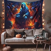 billige Halloween dekorasjon-halloween dekorasjoner grønne hodeskaller hengende billedvev veggkunst stor billedvev veggmaleri dekor fotografi bakteppe teppe gardin hjem soverom stue