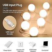economico Lampadine LED a sfera-luci di cortesia a led per specchio luci di cortesia attaccate con 10 lampadine dimmerabili 3000k 4000k 6500k 3 modalità colore luminosità dimmerabile cavo usb attaccare per la toeletta corpo bagno