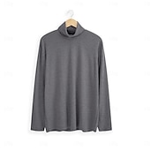 abordables camisetas basicas-Hombre Camiseta superior Camisa de manga larga Jersey de cuello alto simulado Manga Larga Cuello Alto Cuello de pila Invierno Primavera &amp; Otoño Color sólido Diario Casual Estilo callejero Cuello Alto
