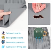 cheap Kitchen Storage-Silicone Coffee Mats Set with Raised Edges - Coffee Bar Mat for Countertop, Coffee Accessories Fit Under Coffee Maker Espresso Machine, Dish Drying Mat, Heat Resistant Kitchen Gadget