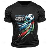 economico Magliette grafiche da uomo-Per uomo Lettere &amp; Numeri Maglietta da calcio Calcio Maglietta 100% Cotone Manica Corta Grafico Camicia Nero Verde militare Blu scuro Maglietta comoda Streetwear Sport all&#039;Aperto Abbigliamento di