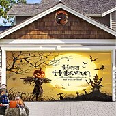 Halloween Door Decorations Halloween Garage Door Cover Pumpkins Jack O Lantern Outdoor Banner Ghost Bats Large Backdrop Decoration for Holiday Out door Decorations Door Home Wall Decorations 55
