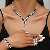 ieftine Seturi de Bijuterii-Seturi de bijuterii 4 buc Ștras Aliaj Cercei Coliere Brățări Pentru femei Elegant Epocă Modă Geometric Geometric Shape Set de bijuterii Pentru Nuntă Petrecere Aniversare