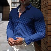 cheap Men&#039;s Dress Shirts-Men&#039;s Shirt Dress Shirt Button Up Shirt Plaid Daily Light Blue Red Blue Gray Long Sleeve Turndown Fall Winter Clothing Apparel Button Up