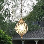 economico Luci a sospensione-lampade a sospensione per esterni, lampada a sospensione per esterni portico impermeabile lampadario in metallo nero con globo di vetro trasparente con struttura in gabbia di ferro, lanterna esterna