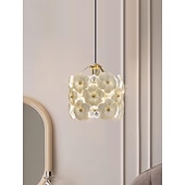 baratos Luzes da ilha-Luz pendente estilo francês flor romântica lâmpada corpo cristal/abajur de vidro luz suspensa 80in luminárias de fio pendente ajustável teto alto para quarto sala de estar luminária pendente