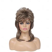 cheap Historical Wigs-80s Mullet Wig for Women Fluffy and Layered Hairpiece for Perfect for Costume Parties and Cosplay Carnival Wigs