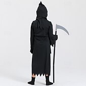 baratos Fantasias Infantis-Esqueleto Caveira Fantasma Ceifador Capa Traje Cosplay manto com capuz Crianças Para Meninos Traje Assustador Espetáculo dia das Bruxas Mascarilha Carnaval Baile de Máscaras Fantasia de Carnaval Fácil