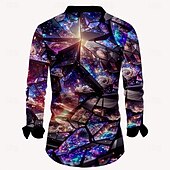 economico Camicia in Raso da Uomo-Per uomo Camicia Camicia elegante Camicia con Bottoni Manica Lunga Moda Casual Casuale Abbigliamento da sera Casual Estate Primavera Autunno Collo ripiegato Cardigan con Bottoni Stampa 3D Viola