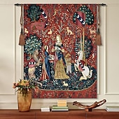 cheap Jacquard Woven Tapestries-Jacquard Woven Medieval Tapestry Gobelin Aubusson The Lady and The Unicorn Loom Cotton Weave Wall Art Hanging Larger Tapestry Historic Middle Ages Tapestry Reproduction (without tassels and rod)
