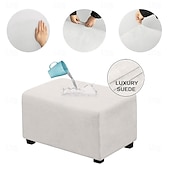 abordables Housse de pouf-Housse de pouf en velours rectangulaire, housse de rangement pour pouf, housse de repose-pieds épaisse et extensible avec bande élastique