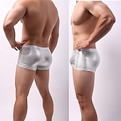 economico Boxer da uomo-Per uomo 1 pc Boxer Poliestere Traspirante Morbido Comodo Pelle di serpente A vita medio-alta Argento Nero
