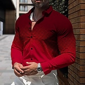 cheap Men&#039;s Dress Shirts-Men&#039;s Shirt Dress Shirt Button Up Shirt Plaid Daily Light Blue Red Blue Gray Long Sleeve Turndown Fall Winter Clothing Apparel Button Up