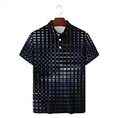 cheap Men&#039;s Geometric Polo-Men&#039;s Casual 3D Print Polo Set Daily Wear Short Sleeve Turndown Polo Shirts Black Spring &amp; Summer S M L Micro-elastic Lapel Polo