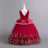 levne Párty šaty-Děti Dívčí Šaty na párty Pevná barva Flitry Puntíky Bez rukávů Svatební Vánoční Večírek Elegantní Princeznovské Polyester Maxi Flitrové šaty Šaty na párty Tylové šaty Léto Jaro Podzim 4-12 let Čern