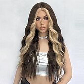levne Syntetické trendy paruky-Syntetické paruky Vlnitá Bouncy Curl Střední část Paruka 26&quot; Tmavěhnědá Umělé vlasy Dámské Střední část Chladný Rozkošný Smíšené barvy