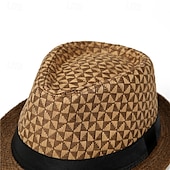 billige Fedora hatt-Herre Kentucky Derby Hat Solhatt Bowlerhatt Svart Kakifarget Lakris Mote Fritid Gate Daglig Fargeblokk Geometrisk Solkrem Pustende