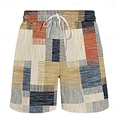 economico Stampa Geometrica-Per uomo Blocco di colori Patchwork Griglia / Plaid Costumi da bagno Pantaloncini da mare Pantaloncini da Surf Misura del girovita medio Hawaiano Casual Ferie Spiaggia Coulisse con fodera in rete