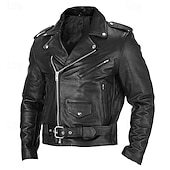 preiswerte Lederjacken-Herren Kunstlederjacke übergangsjacke Mantel Bikerjacke Täglich Outdoorbekleidung Winddicht Tasche Frühling &amp; Herbst Einfach Punk Lässig Revers Regulär Schwarz Wein Blau Braun Jacken