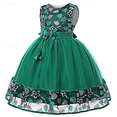 preiswerte Kleider für die Blumenmädchen-Mädchen&#039; 3D Blume Blumenmädchen Kleid Party Kleid Ärmellos Sommer Leistung Hochzeit Party Prinzessin Schön Süß kinderkleidung 4-12 Jahre abendkleider Schaukelkleid A Linie Kleid Midi Regular Fit