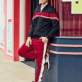 رخيصةأون بذلات رياضية أساسية-رجالي بدلة رياضية بذلة رياضة سويت شيرت بسحاب كامل أسود أخضر كاكي رقبة طوقية مرتفعة ألوان متناوبة بقع قطعتين الرياضة &amp; في الخارج مناسب للبس اليومي مناسب للعطلات أناقة الشارع أساسي كاجوال ربيع &amp; الصيف