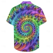 preiswerte 3D-Muster-Herren Neon Hemd Knopfhemd Kurzarm Brautkleider schlicht Urlaub Täglich Sommer Umlegekragen Hemden mit Kragen Knopf hoch 3D-Druck Purpur