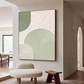 levne Zátiší-olejomalba ručně béžová wabi sabi olejomalba ručně malovaná nástěnná malba zelená béžová abstraktní malba velká zelená minimalistická nástěnná malba béžová texturované plátno neutrální nástěnná