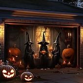 halpa Halloween koristelu-halloween oven koristeet ulkona halloween autotallin oven kansi kurpitsa noita banneri pelottava linna suuri taustakoristeet lomalle ulkoautotallin ovi kodin seinäkoristeet
