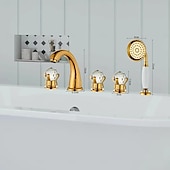 cheap Bathroom Sink Faucets-Bathroom Sink Faucet - Widespread Electroplated Widespread Two Handles Two HolesBath Taps