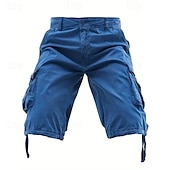baratos Clássico-Homens Shorts táticos Capri Cargo Shorts Bermuda Cargo Calção Shorts de Trilha Botões Bolso multi Tecido Vestível Comprimento da panturrilha Ao ar livre Diário Acampar e Caminhar Moda Clássico Preto