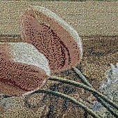 baratos Tapeçarias tecidas em jacquard-tapeçaria tecida jacquard gobelin aubusson arte de parede pendurada grande tapeçaria reprodução tear tecido de algodão tulipas em um vaso tapeçaria belga (sem borlas e haste)