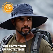 baratos Toucas para o exterior-Unisexo Chapéu de Sol Chapéu Balde Chapéu boonie Prova-de-Água Proteção UV para Pesca Praia Campismo / Escursão / Espeleologismo Côr Sólida Poliéster Verão Primavera