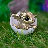 cheap Statues-Newborn Dragon in Egg Figurine - Resin Fantasy Decor for Desk, Home, and Collectors - Mythical Creature Sculpture Adds Whimsical Charm