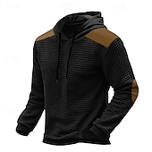 voordelige basic hoodies voor heren-Voor heren Wafel Hoodies Trui met capuchon Abrikoos Zwart Leger Groen Lichtgrijs Capuchon Kleurenblok Lapwerk Met Textuur Sport &amp; Outdoor Dagelijks Feestdagen Polyester Streetwear Basic Casual Lente