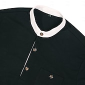 olcso Alkalmi Henley póló-Férfi Póló Henley ing Tee Top Hosszú ujjú ing Hosszú ujj Színes Divat Dizájn Alap Kollázs Henley Vakáció Utca Alkalmi Tavasz &amp; Ősz Fekete Tengerészkék Narancssárga Henley póló