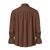 billige Topper-Punk og gotisk Kostymer i middelalderstil Renessanse Bluse / Skjorte Pirat Knekt Helfarge Kostyme Herre Pirat fantasi Royal Maskerade Ytelse Fest Maskerade Voksne Trøye