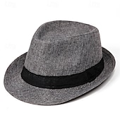 olcso Fedora kalap-Férfi Kentucky Derby Hat Szalmakalap Keménykalap Fekete Sötétszürke ágynemű Divat Alkalmi Utca Napi Színes Fényvédő Légáteresztő