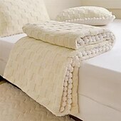 baratos Cobertores de cama-Tuff pom pom cobertor tridimensional corte flores de pelúcia espessamento capa cobertor luz luxo confortável cobertor de flanela