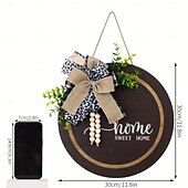 cheap Wreaths &amp; Garlands-1pc Crafting 12 Inches Welcome Sigh For Front Door Big Wooden Wreath Welcome Wreath Farmhouse Front Door Decoration Housewarming Gift for Home Outdoor Indoor