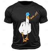 お買い得  メンズグラフィックTシャツ-男性の面白い &#039;ダックオフ！&#039; 中指ダックの言葉遊びグラフィックTシャツショートスリーブ