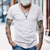 economico T-shirt in Cotone e Lino-Per uomo Maglietta Maglie traspiranti Manica Corta Scollo a V Semplice Sport Essenziale Casual Morbido Casa Streetwear Casual Esercito verde blu navy Nero Maglietta Top per Uomo