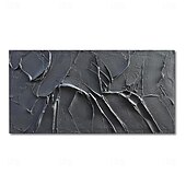 cheap Abstract Paintings-Handmade Oil Painting Canvas Wall Art Decoration Modern Abstract Texture Black for Living Room Home Decor Rolled Frameless Unstretched Painting