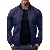 preiswerte Herrenjacken &amp; Herrenmäntel-Herren Bomberjacke übergangsjacke Täglich Leicht Tasche Frühling &amp; Herbst Klassisch Stehkragen Regulär Schwarz Gelb Rot Marineblau Königliches Blau Jacken