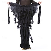 abordables Ropa de danza del vientre-Bufanda de danza del vientre para mujer, falda con cinturón, cinturón de baile latino, falda ondulada con borlas para rendimiento