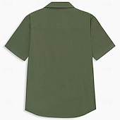 preiswerte Herren Elite Hemden-Herren Hemd Leinenhemd Kuba-Kragen-Hemd Einfarbig Urlaub Straße Schwarz Blau Braun Grün Kurzarm Frühling &amp; Sommer Bekleidung